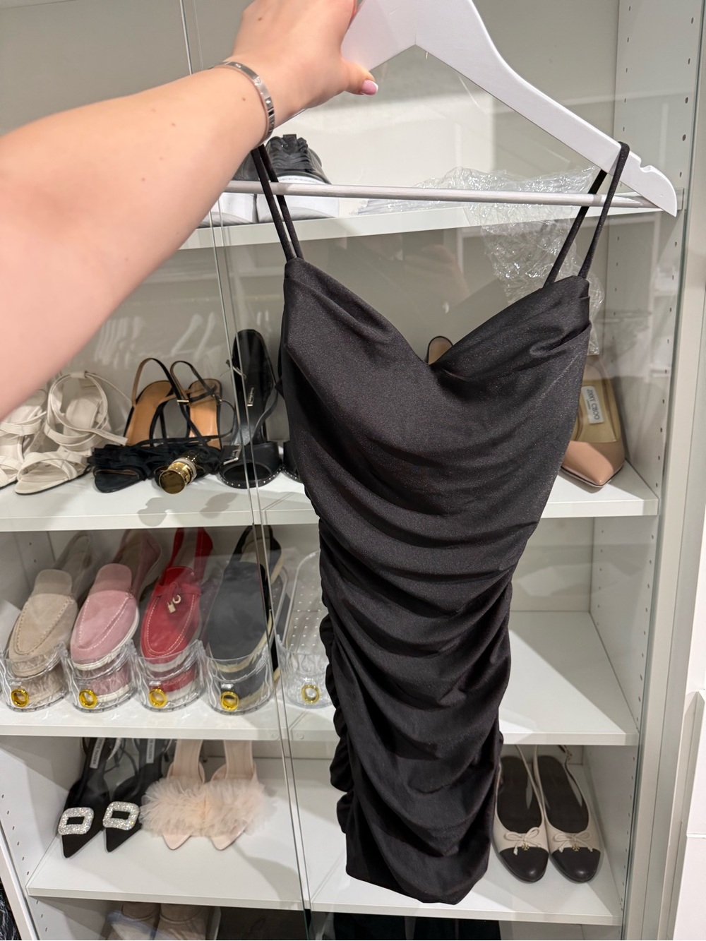 B Darlin Black Ruched Mini Slip Dress